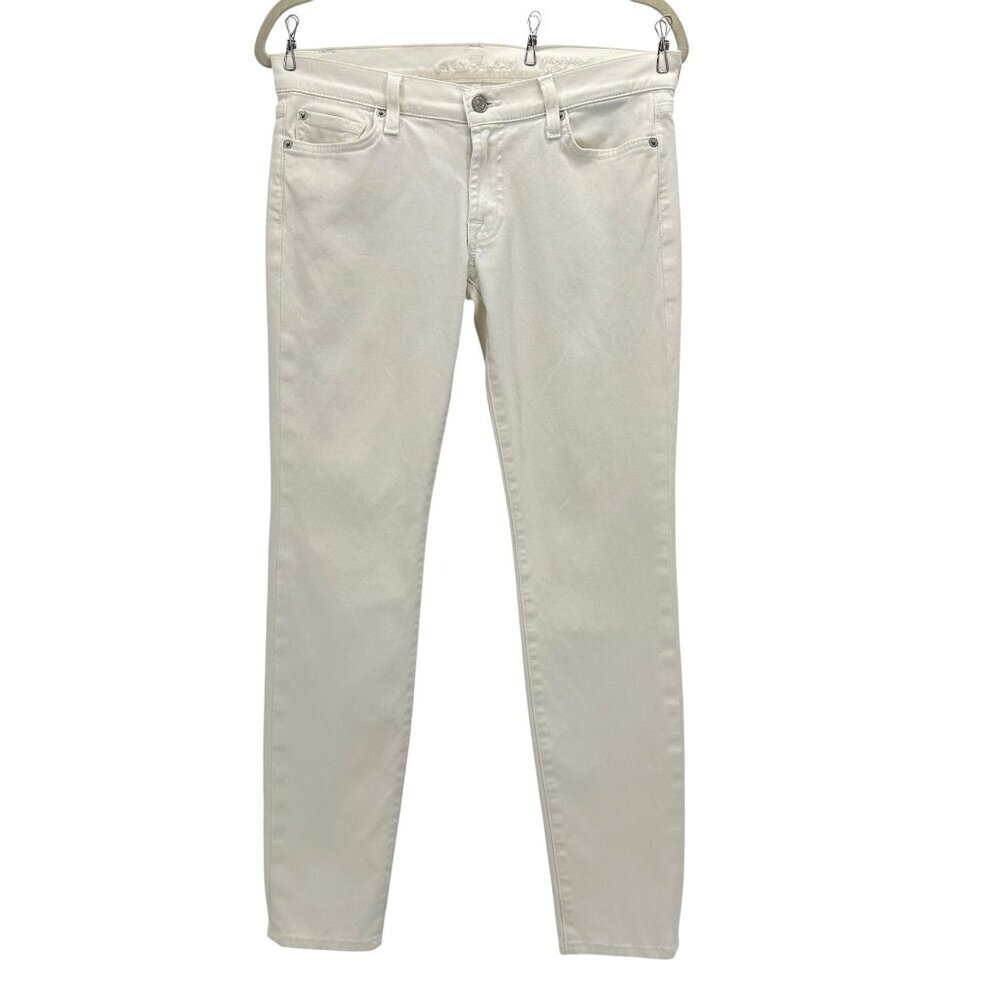 7 For All Mankind Womens 28 Jeans Gwenevere Super Skinny White Denim
